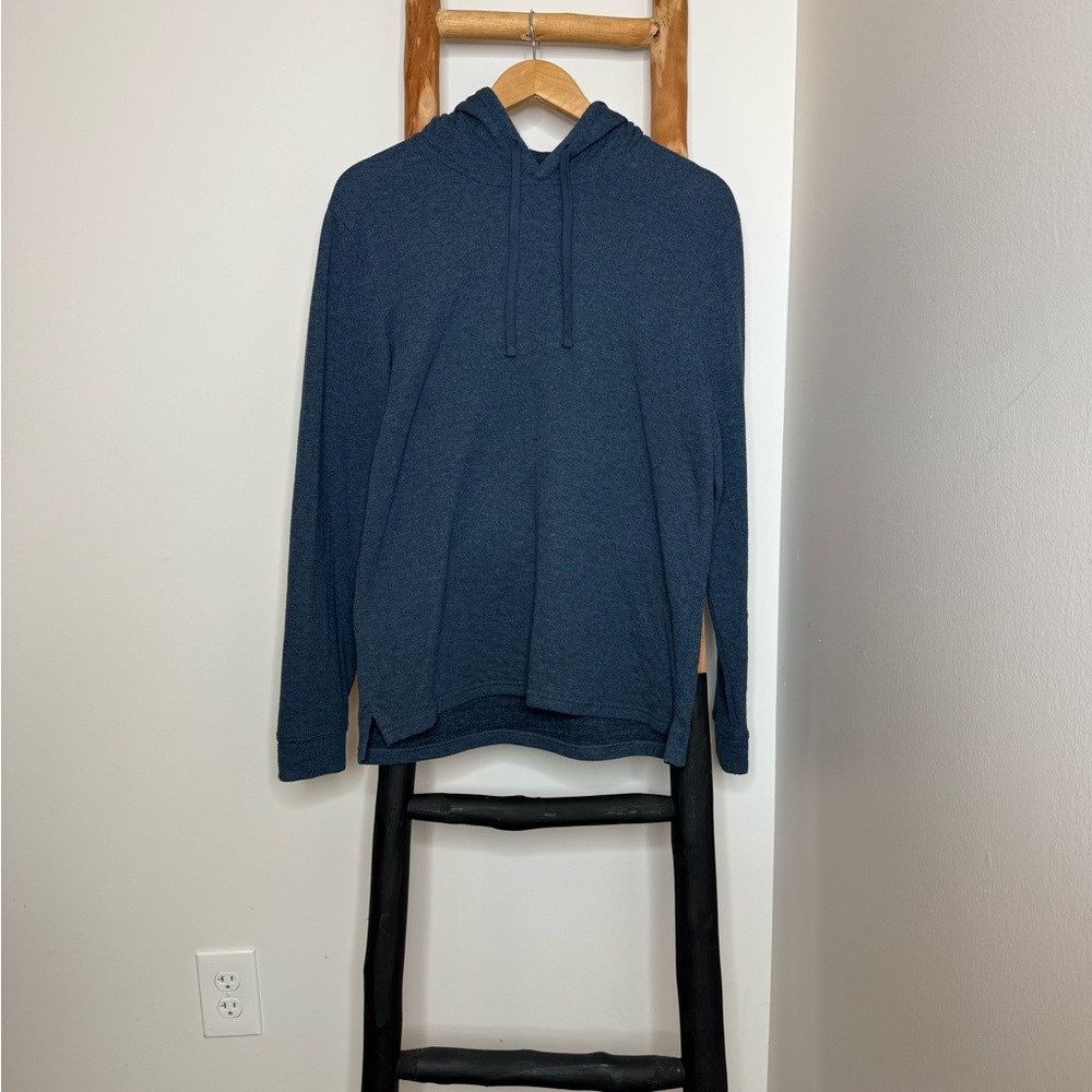 Vince Heathered Blue Double Knit Hooded Sweatshirt